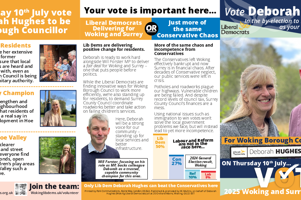 Deborah Houghes leaflet for Hoe Valley Residents