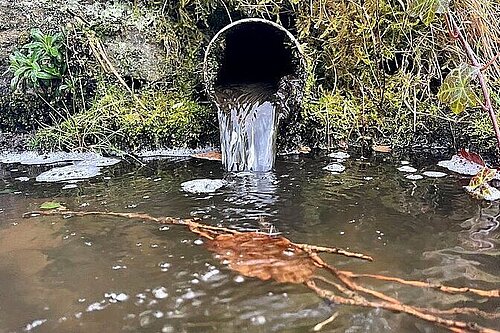 Sewerage pipe emptying into river