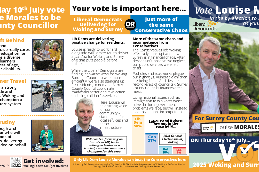 Louise Morales leafelt for Woking South residents