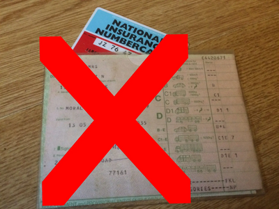 Image courtesy of Woking Lib Dems Old Driving licence & NI card
